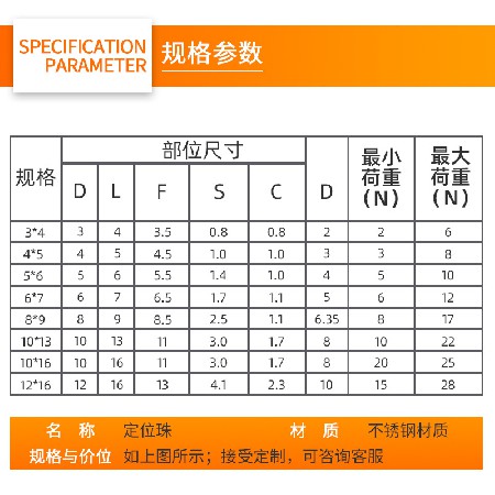 304不锈钢弹簧球头柱塞